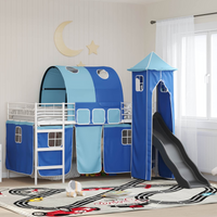 vidaXL Kids'Loft Bed Frame White and Blue 99.5 x 200 cm Metal