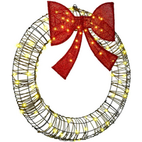 vidaXL Wreath with 80 LEDs Warm white 91 x 91 x 9 cm Rattan