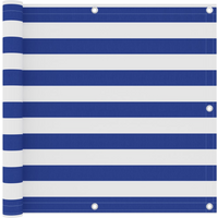 vidaXL Balcony Screen White and Blue 90x400 cm Oxford Fabric