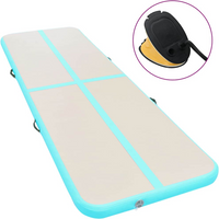 vidaXL Inflatable Gymnastics Mat with Pump 500x100x10 cm PVC Green