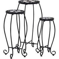 vidaXL Mosaic Tables 3 pcs Black and White Ceramic