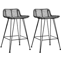 vidaXL Bar Chairs 2 pcs Black Rattan