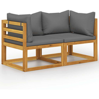 vidaXL 2-seater Garden Bench with Dark Grey Cushions (UK/IE/FI/NO only)