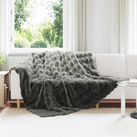 vidaXL Faux Rabbit Fur Blanket Olite Dark Grey 220 x 240 cm Polyester