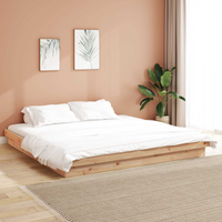 vidaXL Bed Frame Natural 200 x 200 cm Solid Pine Wood