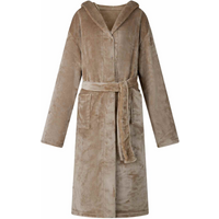 vidaXL Bathrobe Hoodie Camel M Flannel