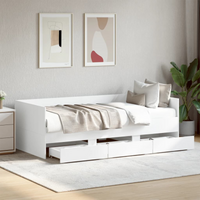 vidaXL Daybed with Drawers without Mattress White 90x190 cm Single