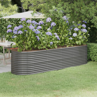 vidaXL Garden Raised Bed Galvanised Steel 296x80x68 cm Grey