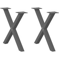 vidaXL Coffee Table Legs X-Shaped 2 pcs Black 50x(42-43) cm Steel