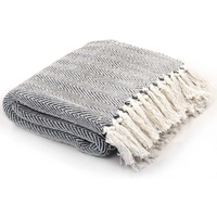 vidaXL Throw Cotton Herringbone 125x150 cm Navy Blue