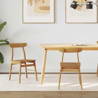 vidaXL Dining Chair 2 pcs Natural 43 x 44.5 x 77 cm Solid Rubber Wood