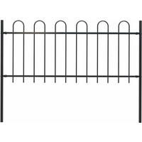 vidaXL Garden Fence with Hoop Top Steel 181x100 cm Black