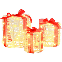 vidaXL Gift Box Decoration 3 pcs Warm white 20 x 20 x 21 cm Acrylic
