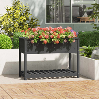 vidaXL Planter with Shelf Grey 111.5x54x81 cm Solid Wood Pine