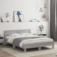 vidaXL Bed Frame with LED without Mattress Grey Sonoma 140x200 cm