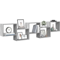 vidaXL Wall Cube Shelf 5 Compartments Grey Sonoma Engineered Wood