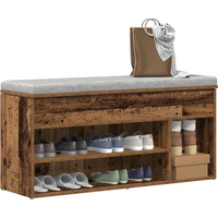 vidaXL Shoe Bench Old Wood 102x30.5x45 cm Engineered Wood
