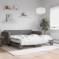 vidaXL Daybed with Trundle and Mattresses Dark Grey 90x190 cm Fabric