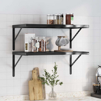 vidaXL Wall Shelves 2 pcs 75x40 cm Black Stainless Steel
