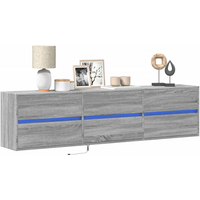 vidaXL TV Wall Cabinet with LED Grey Sonoma 180x31x45 cm