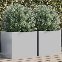 vidaXL Planters 2 pcs Silver 42x40x39 cm Galvanised Steel