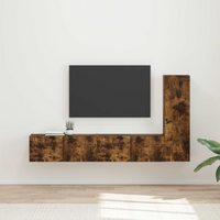 vidaXL TV Cabinet Set Wall-mounted 3 pcs Smoked Oak Engineered Wood
