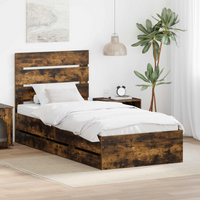 vidaXL Bed Frame with Drawer Smoked Oak 100 x 200 cm Engineer Wood