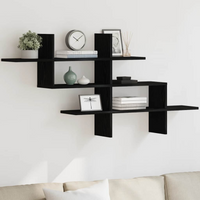 vidaXL Wall Shelf Black Oak 124.5x18x60.5 cm Engineered Wood