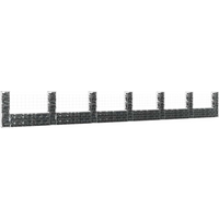 vidaXL U-shape Gabion Basket with 7 Posts Iron 740x20x100 cm