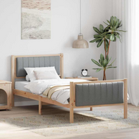 vidaXL Bed frame Brown and light grey 90 x 200 cm Solid pine wood
