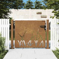 vidaXL Garden Gate 100x100 cm Corten Steel Grass Design
