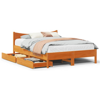 vidaXL Bed Frame with Drawers Wax Brown 160x200 cm Solid Wood Pine