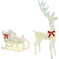 vidaXL Reindeer Pull Sleigh Warm white 70 x 26 x 129 cm PET