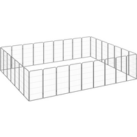 vidaXL 32-Panel Dog Playpen Black 50x100 cm Powder-coated Steel