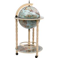 vidaXL Globe Bar Wine Stand Eucalyptus Wood Blue