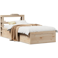 vidaXL Bed Frame with Headboard 75x190 cm Small Single Solid Wood Pine