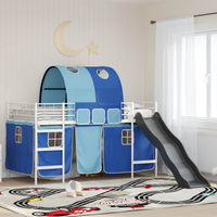 vidaXL Kids'Loft Bed Frame White and Blue 107 x 200 cm Metal