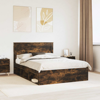 vidaXL Bed Frame with Storage Smoked Oak 140 x 190 cm Solid Pine Wood