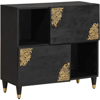 vidaXL Sideboard with Shelf Black 80 x 33 x 75 cm Solid Mango Wood