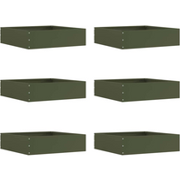 vidaXL Lawn Edging 6 pcs Olive Green 50 x 50 x 13 cm Steel