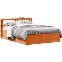 vidaXL Bed Frame with Headboard Wax Brown 160x200 cm Solid Wood Pine