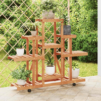 vidaXL Flower Stand with Wheels 110x25x101 cm Solid Wood Fir