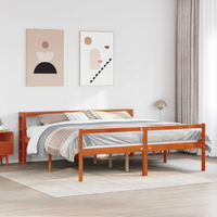 vidaXL Bed Frame with Headboard 2 pcs Wax Brown Solid Pine Wood