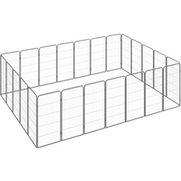 vidaXL 24-Panel Dog Playpen Black 50x100 cm Powder-coated Steel