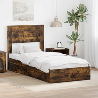 vidaXL Storage Bed with Drawer Smoked Oak 90 x 190 cm Engineered Wood