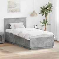 vidaXL Bed Frame Concrete Grey 90 x 190 cm Engineered Wood
