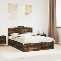 vidaXL Bed Frame with Drawer Smoked Oak 140 x 190 cm Engineer Wood