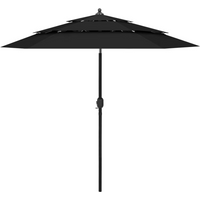 vidaXL 3-Tier Garden Parasol with Aluminium Pole Black 2.5 m