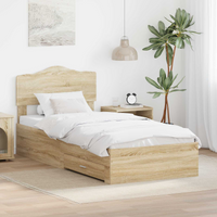 vidaXL Bed Frame with Headboard Sonoma Oak 70 x 190 cm Engineered Wood