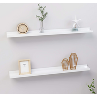 vidaXL Wall Shelves 2 pcs High Gloss White 80x9x3 cm